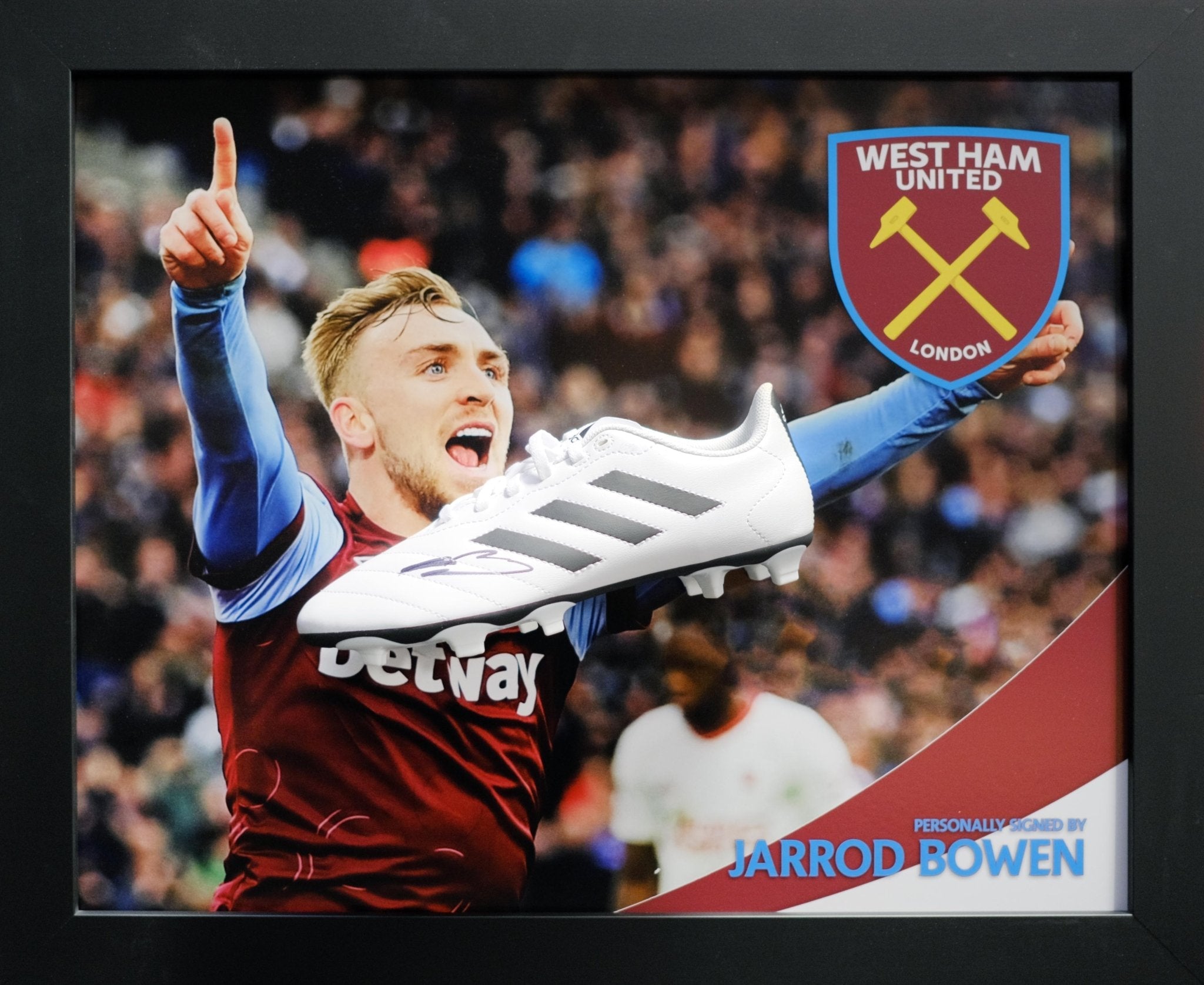 Jarrod Bowen signed boot West Ham - Memorabilia Framers Shop